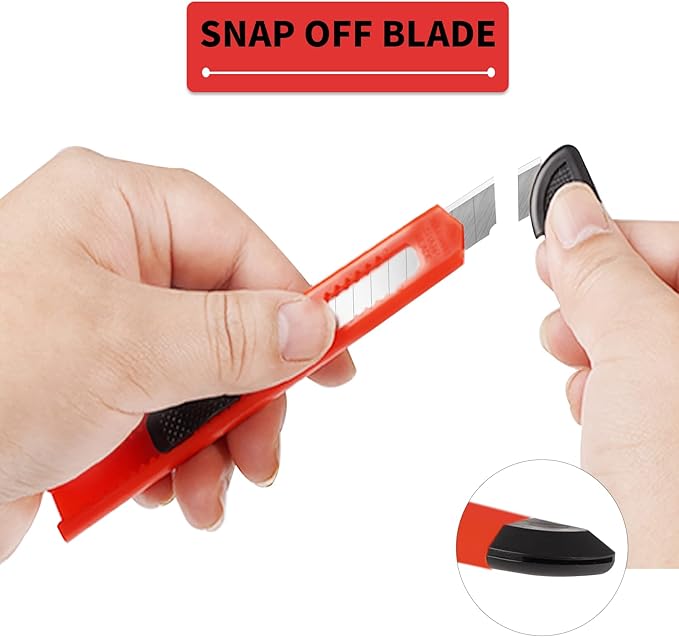 8 Pack Utility Knife Box Cutters (9mm Wide Blade Cutter 4 Colors) Box Cutter Retractable, Compact Utility Knives, Extended Use for Office, Craft, Razor Knife, Paper Knife, Disposable Box Opener