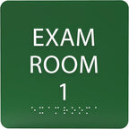 ADA CENTRAL SIGNS - 6" X6" Exam Room 1 Sign - ADA Compliant Tactile Graphics Grade 2 Braille Text Acrylic Wall Signs - Educational Institution Directional Assistance Test Center Door Sign for Schools