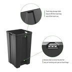 SIMPLYKLEEN Trash Can with Lid - 30 Liter/8 Gallon Square Stainless Steel Trash Can with Odor Protection Kitchen Garbage Cans with Soft-Close Foot Pedal Step Bin for Bathroom Home Office Silver