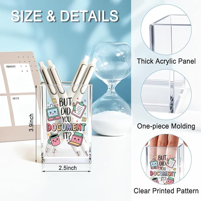 QYUVK But Did You Document It Acrylic Cosmetic Pencil Holder Cup, Pen Holder for Home Office Desk Accessories for Coworker Boss Nurse HR Assistant, Office Desk Pen Organizer, Funny Work Gifts