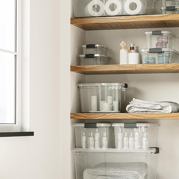 Superio Clear Storage Boxes with Lids, 49 Quart Plastic Container Bins for Organizing, Stackable Crates, BPA Free, Non Toxic, Odor Free, Organizers for Home, Office, School, and Dorm, 2 Pack