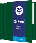 Oxford Twin-Pocket Folders, Textured Paper, Letter Size, Hunter Green, Holds 100 Sheets, Box of 25 (57556EE)