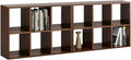 IRONMIX Metal 6 Cube Storage Organizer, Modern Short Bookshelf, 2 Tier Horizontal Bookshelf Cube Shelf, TV Stand with Storage, Cabinet Display Case for Home Office Library (Dark Wooden, 1037-2 Set)
