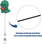 Cute Dinosaur Pediatric Nurse Badge Reel, Retractable ID Card T-Rex Badge Holders, Name Tag Work Badge Clip for ICU RN MA OB GYN Social Worker Nursing Student Psychologists ED DR Radiologist Coworkers