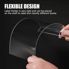 Containlol 15 Pieces Moveable Shelf Label Holders Clear Shelves Tags Moveable Library Markers Transparent Shelf Label Display Holder for Classroom Office Library Book Shelves(9.06 x 5.12 x 0.79 Inch)