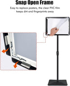 Golemas Adjustable Sign Stand for Display, with Upgraded Iron Base, Pedestal Floor Signage Stand Holder for Outdoor or Indoor Advertising (11 x 17, Black, 3Pack)