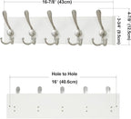 SKOLOO Creations White Solid Wood Wall Mounted Coat Rack, 5 Hooks, 16-7/8" Long - Kitchen, Mudroom, Entryway, Bathroom - Includes Mounting Hardware, Wall Coat Hanger, Towel Rack