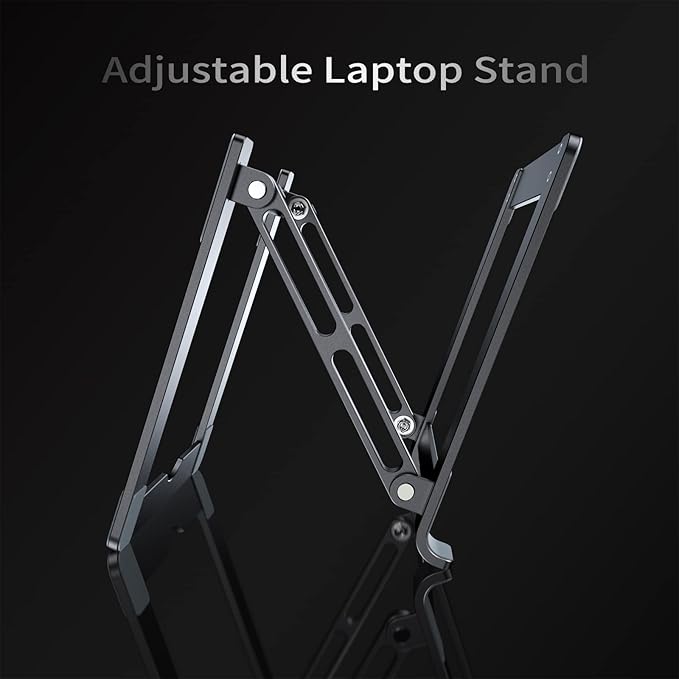 VIGLT Laptop Stand for Desk - Adjustable Laptop Holder, Portable Laptop Riser with Multi-Angle Height Adjustable Computer Stand for MacBook Air/Pro and More Notebooks 10-17.3" - Grey