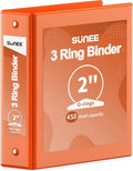 SUNEE 3 Ring Binder 2 Inch 1 Pack, Clear View Binder Three Ring PVC-Free (Fit 8.5x11 Inches) for School or Office Supplies, Orange
