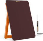 YEOUX Glass Small Whiteboard with Reversible Wood Stand for Desk, Burgundy Red, Mini Dry Erase Board, Desktop Small White Board 9.5"x6.7" for Office, Home, Kitchen, Marker & Eraser Included