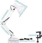 TORCHSTAR Metal Desk Lamp with Clamp, Swing Arm, Architect Adjustable Gooseneck Table Lamp, Clip Desk Lights for Home Office, Work, Study, Reading, E26 Base, Multi-Joint, White