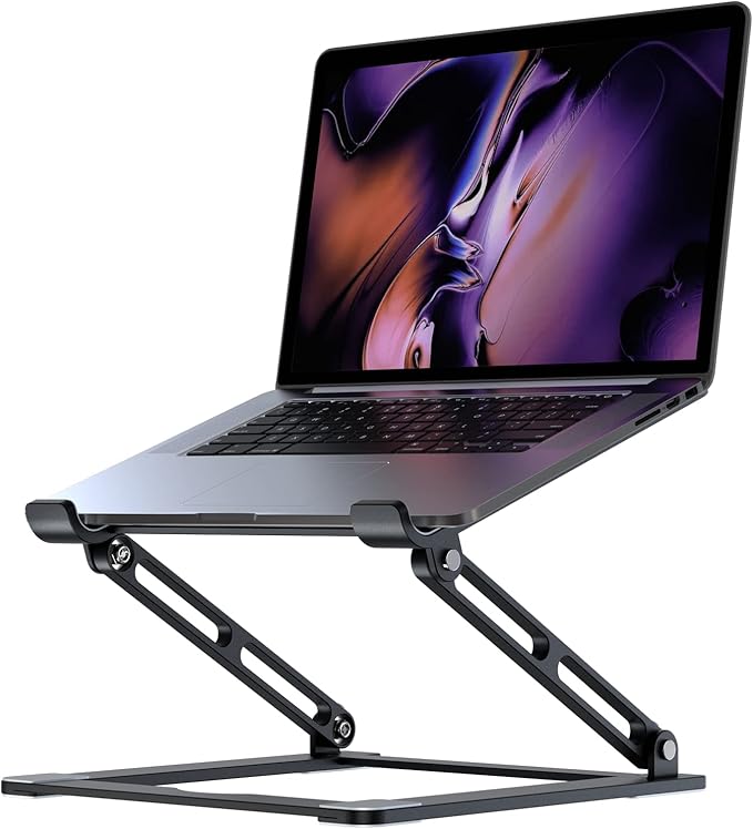 VIGLT Laptop Stand for Desk, Adjustable Laptop Stand Holder Portable Laptop Riser with Multi-Angle Height Adjustable Computer Stand for MacBook Air/Pro and More Notebooks 10-17.3"-Black