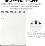 Watercolor Sketchbook 10"x12", 32 Sheets (64 Pages) Water Color Paper, 140lb/300gsm Watercolor Paper, Spiral Hardcover Watercolor Notebook for Painting, Water Color Sketch Books for Teens & Adults.