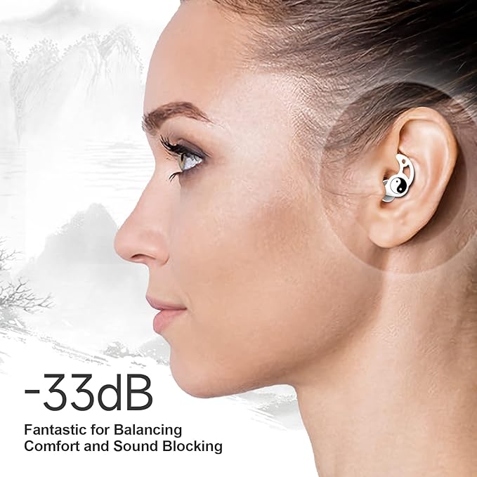 VANLON Sleeping Ear Plugs, Reusable Ear Plugs for Noise Reduction, 2Pairs Super Soft Fit Silicone Earplugs for Sleep, Concert, Hearing Protection, Travel, 33dB Noise Cancelling Earbuds (White)