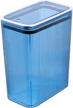 Glad Bathroom Trash Can, 2.6 Gallon (10L) - Slim Plastic Waste Basket with Pop-Up Lid and Bag Ring - Colored Clear Trash Can for Bedroom, Office, College Dorm - Blue