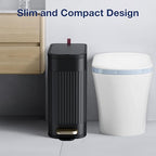 BETHEBEST Trash Can with Lid,Soft Close,Step Pedal,4 Gallon/15 Liter Stainless Steel Bathroom Trash Can with Removable Inner Waste Bin,Small Garbage Cans for Bathroom, Bed Room,Office, Kitchen(Black)