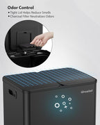 Lovewind Kitchen Trash Can, 2 x 8 Gallon (2 x 30 L) Stainless Steel Trash and Recycle Bin Combo with Soft-Close Lid, Dual Compartment Recycling Kitchen Step Trash Bin, Black