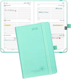 POPRUN Pocket Calendar 2026 (Small Size- 4'' x 6.25") Weekly and Monthly for Purse - Planner 2026 (Jan. 2026 - Dec. 2026) with Vegan Leather Soft Cover,Pen Holder and More - Green
