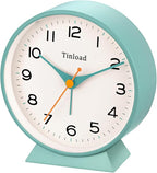 Tinload 4.5" Battery Operated Retro Analog Alarm Clock, Small Silent Bedside Desk Clock,Lighted on Demand, Battery Operated, Snooze, for Living Room, Bedroom, Bedside, Desk(Green)