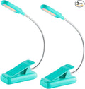 VAVOFO Clip On Rechargeable Reading Light, 7 LEDs with 3 Colortemperature 9 Brightness Levels Book Lights for Reading in Bed with Power Indicator for Bookworms (Blue 2-Pack)