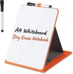 Glass Desktop Whiteboard with Reversable Stand, 12×9” Dry Erase White Board Easel with PU Cover Case, A4 Desk Notepad for Home Office School Supplies, Orange, 2026