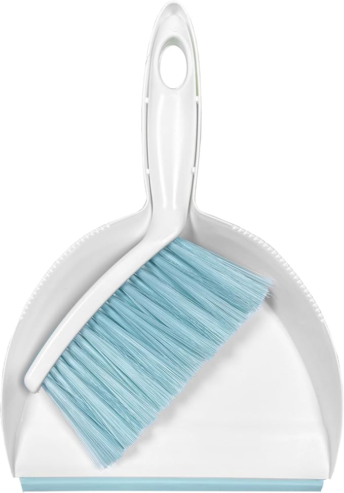 NBGYTECH Mini Broom and Dustpan Set Small Dust pan & Brush Set Portable Cleaning Tools for Home Office RV Camping Learning (Blue)