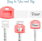 Blulu 80 Pcs Key Labels Key Color Covers Caps Tags Covers Set Plastic Keys Identifier Rings Toppers for Tags Organization House, 2 Styles(Macaron Color)