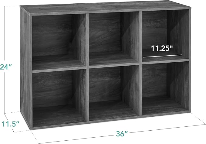 Best Choice Products 6-Cube Storage Organizer, 11in Shelf Opening, Bookcase, Display Shelf, Customizable w/ 3 Removable Back Panels – Dark Gray