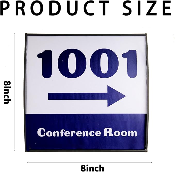 SINKAA Sturdy Elegant Black Aluminum Wall Mount Name Plate Holder, Office Business Door Curved Sign Holder with Adhesive Tape, 8” X 8” - Plastic Film Included, Paper Inserts NOT Included