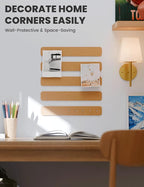 Fluxynara Cork Board Alternative Felt Strip Board 5-Pack 13"x2", Office Pin Board with 35 Push Pins, Adhesive Install for Bedroom Door & Home Office(Sunset Yellow)