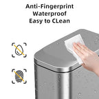 KdbK Bathroom Trash Can with Soft Close Lid, 15L/ 4 GallonRectangular Trash Can with Removable Wastebasket, Step Pedal, Slim Wastebasket for Bedroom, Home Office,Silver