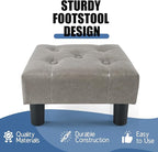 BRIAN & DANY Small Foot Stool, Leather Foot Stools with Legs, Stable Small Footstool for Living Room, Grey