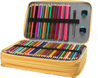 Colored Pencil Case - Large Capacity Colored Pencil Holder with Zipper Closure Twill Fabric Pencil Case for 300 Colored Pencils or 200 Gel Pen, Pencil Case Organizer for Artist (Yellow Flower)