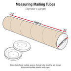Aviditi Kraft Mailing Tubes with Caps, 2" x 24", Pack of 6, for Shipping, Storing, Mailing, and Protecting Documents, Blueprints and Posters