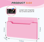 Feifeiya Magnetic Pocket File Holder Large File Folder Organizer Paper Mail Letters Holder Wall Hanging Office Supplies for Refrigerator Whiteboard Cabinets(13.8 x 8.3 Inch,Horizontal,Pink)
