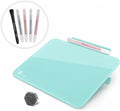 Aqua Blue Mini Desktop Pure Glass Whiteboard, Small Slope Slick Desk Whiteboard Glass, Desk White Board, Desktop White Board Dry Erase, Stenography Artifact for Office Home Schooling Décor, 8x6 Inches