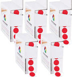 ChromaLabel 1/2 Inch Round Colored Sticker Dots, Removable Sticky Color Coding Labels for Arts and Crafts, Small Red Dot Stickers - 1000 Labels per Dispenser Box, Red - Case of 5