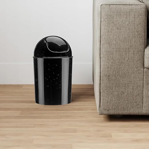 Umbra 1.25 Gallon Mini Waste Can with Removable Swing-Top Lid - Small Garbage Bin for Kitchen, Bathroom, Bedroom, Office - Compact Trash Can Fit Under Tables & Counters - Galaxy Black