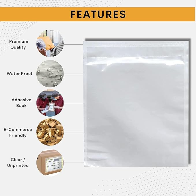 5000 Pack 6"x9" Shipping Label Sleeves – Clear Self-Adhesive Packing Slip Pouches, Waterproof Packing List Envelopes – Ideal for Shipping Documents, Mailing Labels, Invoices & Packing Slips