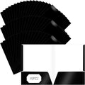 Jutom 50 Pcs 2 Pocket Glossy Paper Folders Glossy Paper Laminated Portfolios, Letter Size, Presentation Folders with Pockets for Office Teacher Worker Supplies(Black Color)