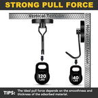 MIKEDE Strong Magnetic Hooks, 120LB Swivel Magnetic Hooks Cruise, Black Neodymium Magnet Hooks Heavy Duty for Hanging, Grill, Cruise Cabins, Refrigerator, Grill, Kitchen, Locker - Pack of 12