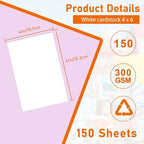 Guakicae 150 Sheets White Cardstock 4 x 6 Scrapbooking Paper, 300gsm/110lb Heavyweight Flat Card Stock Printer Paper for DIY Card Making, Invitations, Greeting Cards, Birthday, Business Cards
