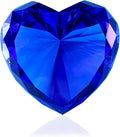 Zoogamo 3” / 80 mm Dark Blue Diamond Heart Shaped Glass Crystal Paperweight – Home Office Decor & Valentine's Day Gift Wedding Favors Centerpieces Decoration with Gift Box