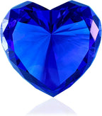 Zoogamo 3” / 80 mm Dark Blue Diamond Heart Shaped Glass Crystal Paperweight – Home Office Decor & Valentine's Day Gift Wedding Favors Centerpieces Decoration with Gift Box