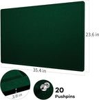 Bulletin Board, 36 x 24 Inches Felt Pin Board - Decorative Cork Alternative for Wall, 3' x 2' Foldable Picture Self-Adhesive Vision Prayer Board With 20 Pushpins - Dark Green