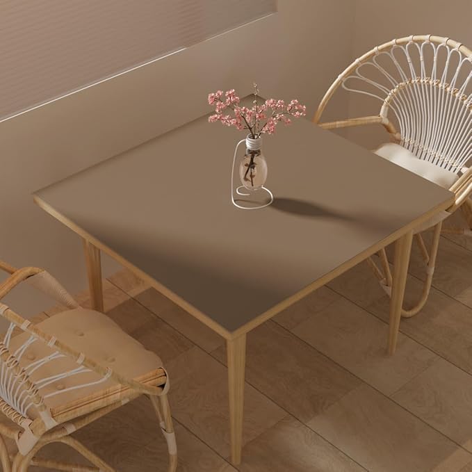 Zinkooat Table Protector for Dining Room Table - Can Be Used On Both Sides Waterproof and Easy to Clean Good Flatness Used for Dining Table(Mud Color+Champagne Gold 54x54)