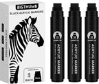 BIGTHUMB 3 Pcs Black Jumbo Permanent Markers: 15mm Wide Tip Thick Acrylic Paint Pen Large Calligraphy Marker for Rock Painting, Poster, Sign, Canvas, Glass, Wood, Ceramic