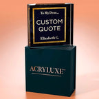 Custom Acrylic Sign Personalized, Custom Desk Name Plate, 18 Styles, (4"x4"), With Gift Box, USA Made by Acryluxe. (Folsom)