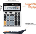 M&G Desk Calculator 12 Digit Extra Large LCD Display Calculators, Dual Solar Power and Battery, Battery Included, Metal Panel Comfort Button Calculator for Office Home