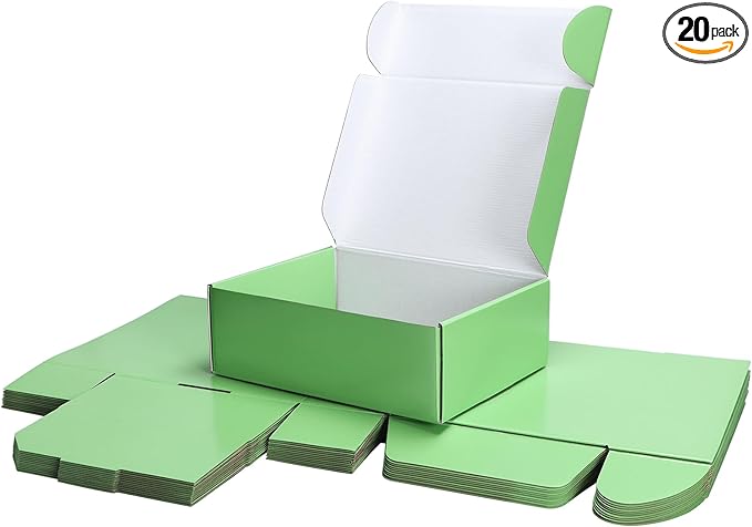 PHAREGE 12x9x4 inch Gift Shipping Boxes Bulk 20 Pack Green, Tab Lock Tuck Top Mailing Boxes for Packaging Small Business, Medium Cardboard Mailer Boxes for Wrapping Present